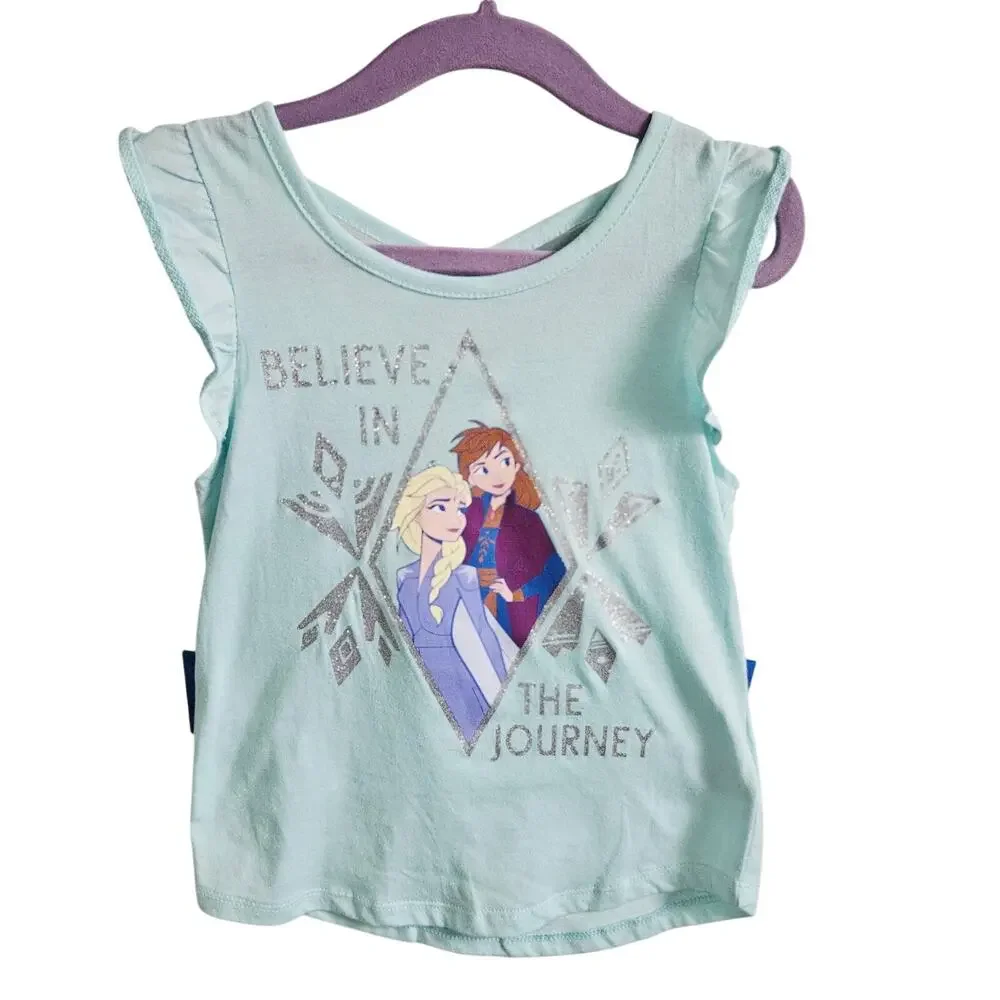 Disney Frozen II Ruffled Cap Sleeve Top Pastel Ana Elsa Believe In The Journey 6